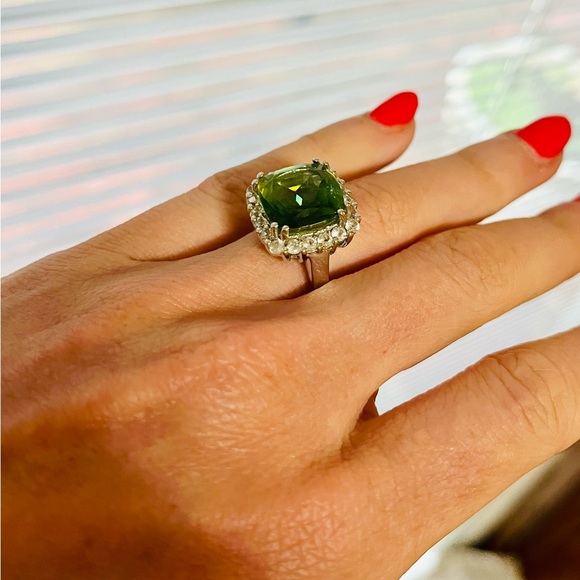 Fern Green Quartz and Topaz Ring sz 7 SS NEW - Picture 5 of 6